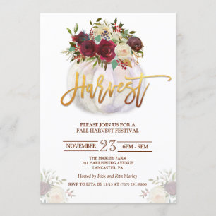 Invitation Floral Citrouille Harvest Festival