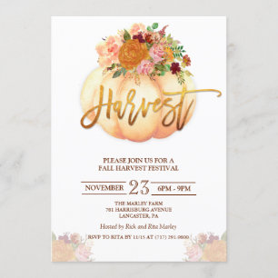 Invitation Floral Citrouille Harvest Festival