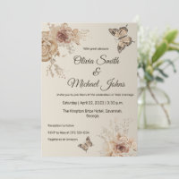 Floral Coffee Crème élégant Butterfly boho Mariage