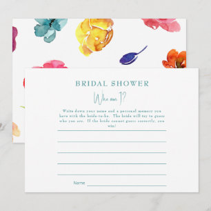Invitation Floral Coloré Qui Suis-Je Jeu De Fête des mariées