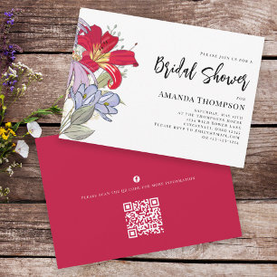 Invitation Floral Colorful Flower Botanical QR Code