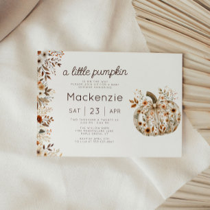 Invitation Floral Coquette Petit Baby shower Citrouille