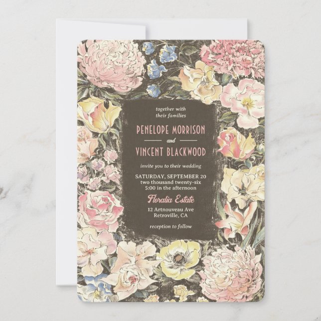 Invitation Floral Crayon Art Mariage (Devant)