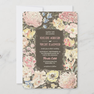 Invitation Floral Crayon Art Mariage