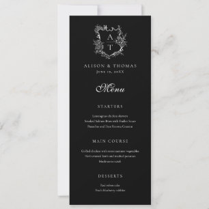 Invitation Floral Crest Monogramme Mariage plat menu