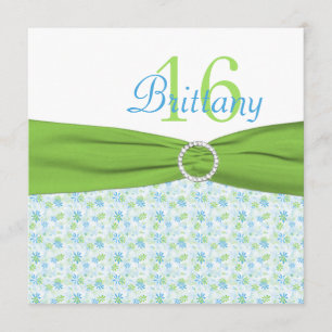 Invitation floral d'anniversaire de sweet sixteen