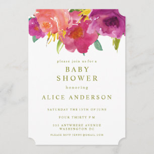 Invitation floral de baby shower de jardin