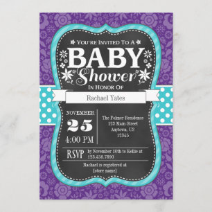 Invitation floral de baby shower de tableau