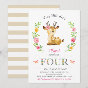 Invitation Floral de la Fille des Cerfs de Woodland 4e annive