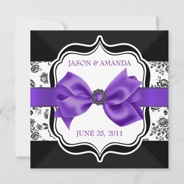 Invitation floral de mariage damassé avec l'arc (Devant)