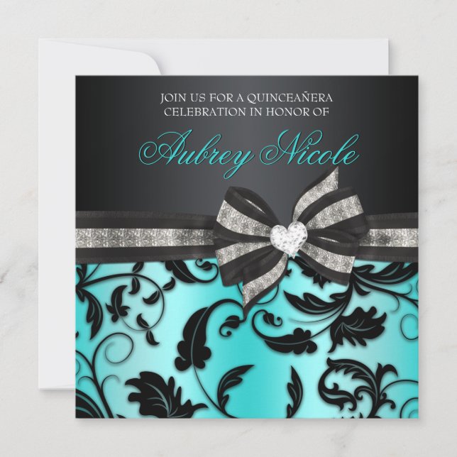 Invitation floral de Quinceañera de remous avec (Devant)