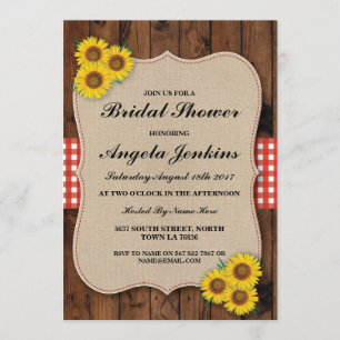 Invitation floral de toile de jute en bois de