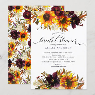 Invitation Floral de tournesols de Bouquet d'automne