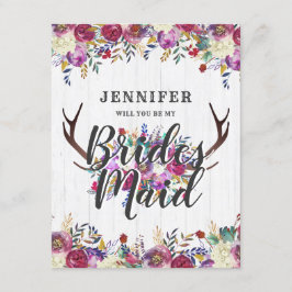 Invitation Floral Deer Antlers Serez-Vous Ma Femme D'Accueil