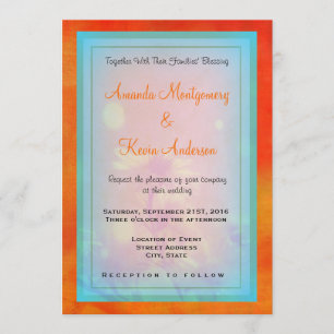 Invitation Floral Design sur un Mariage Arrière - plan orange