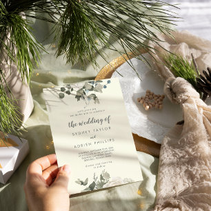 Invitation Floral d'hiver Ivory Le Mariage De L'Invitation