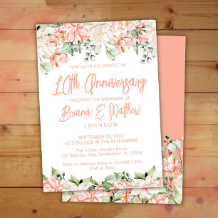Invitation Floral d'ivoire de bracelet 10e anniversaire de Ma