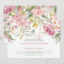 Floral d'or | Mariage d'aquarelle rose