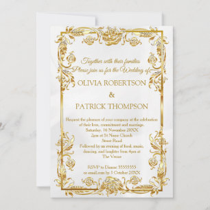 Invitation Floral doré Mariage Décontracté Gold Foil Cream