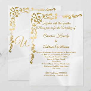 Invitation Floral doré   Mariage Décontracté Gold Foil Cream