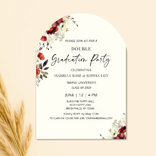 Invitation Floral Double Graduation Party Twin Graduation