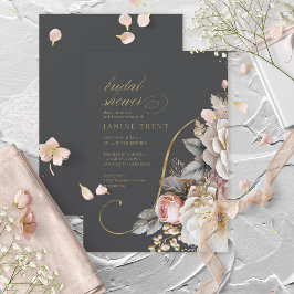 Invitation Floral Drama Mariage Fête des mariées charbon de b