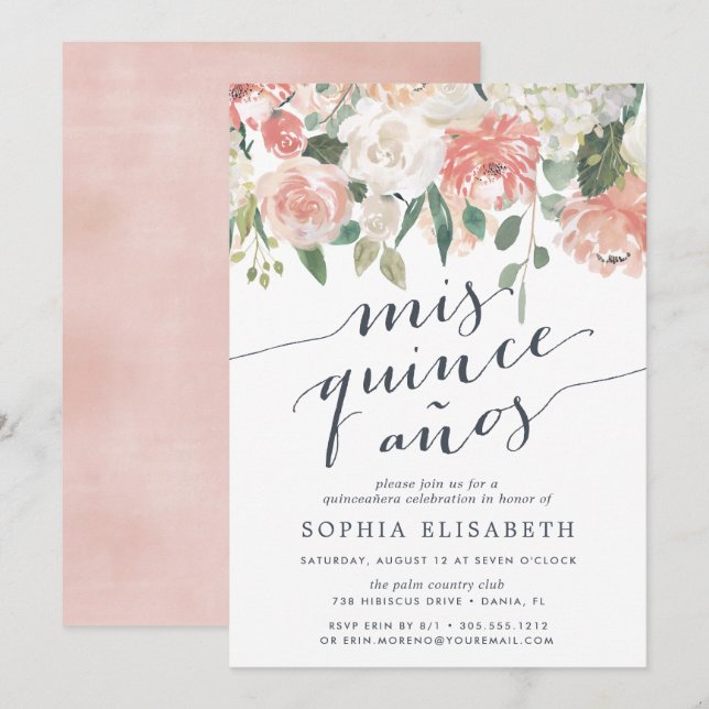 Invitation Floral du milieu de l'été | Elégante aquarelle Qui (Devant / Derrière)