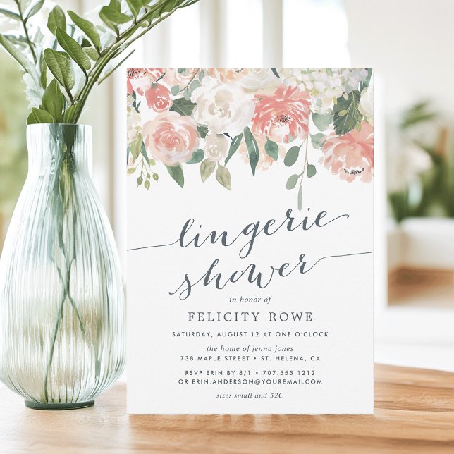 Invitation Floral du milieu de l'été | Lingerie Shower Invita (Créateur téléchargé)
