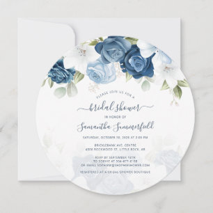 Invitation Floral Dusty Blue Greenery Fête des mariées botani
