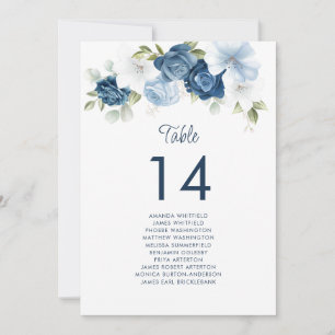 Invitation Floral Dusty Blue Table Numéro 14 Siège Mariage