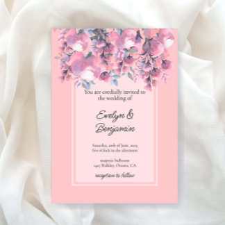 Invitation Floral Dusty mariage Rose
