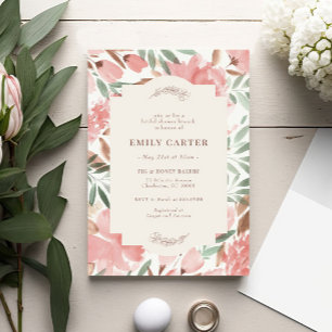 Invitation Floral Dusty Rose Green Garden Fête des mariées