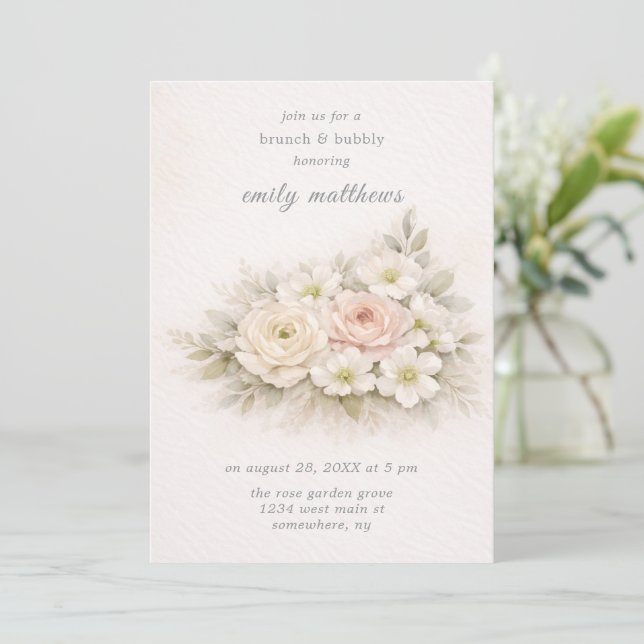 Invitation Floral Editorial Bouquet Brunch and Bubbly (Debout devant)