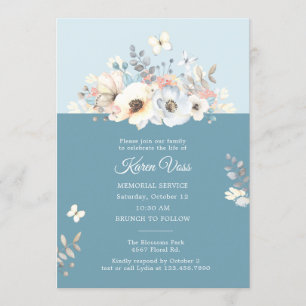 Invitation Floral élégant aux papillons Anniversaire de la mo