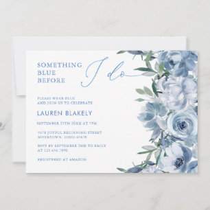 Invitation Floral Elegant Dusty Blue Fête des mariées