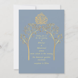 Invitation Floral élégant DUSTY BLUE mariage