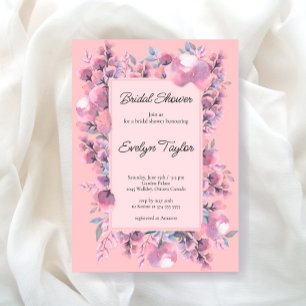 Invitation Floral Elegant Dusty rose Fête des mariées
