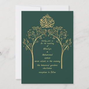 Invitation Floral élégant EMERALD mariage musulman VERT