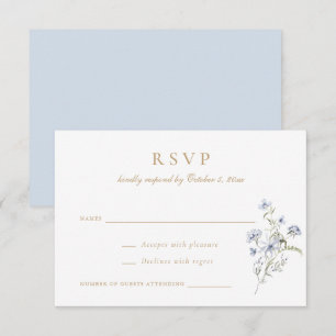Invitation Floral Elegant Fleur sauvage Dusty Blue Wedding RS