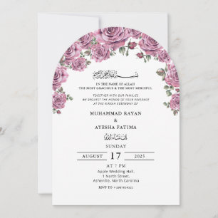 Invitation Floral Elegant Nikkah arabe Mariage islamique arab