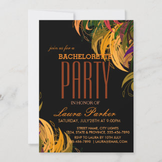 Invitation Floral Elegant Orange Bachelorette Party
