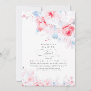 Invitation Floral Élégant Romantique Dusty Fête des mariées b