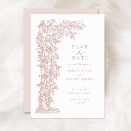 Invitation Floral Élégant Rose Vintage Trellis Mariage