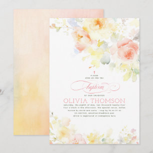 Invitation Floral Elegant Soft Girl's Baptism