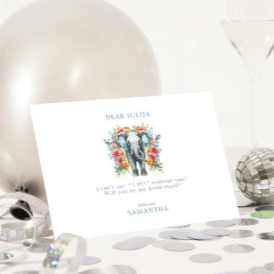 Invitation Floral Elephant Bay Blue Serez-Vous Ma Femme D'Acc