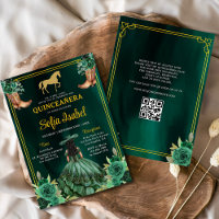 Floral Emerald Green Boots Horse Quinceanera