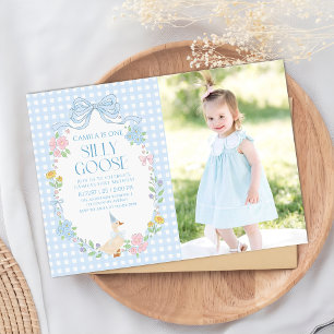 Invitation Floral En vichy 1er anniversaire