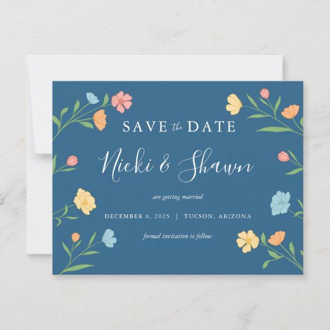 Invitation Floral Enregistrer la date (Devant)
