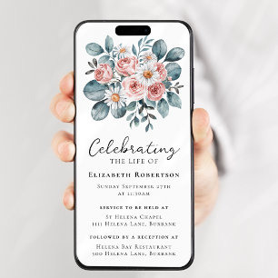 Invitation Floral Eucalyptus Boho Funeral Digital Evite