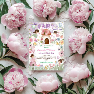 Invitation Floral Fairy Forest Baby Girl Douche